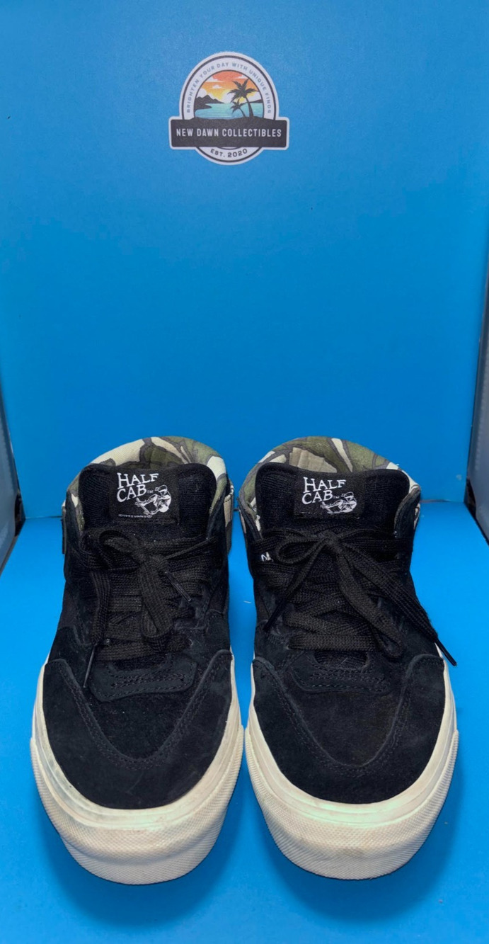 Vans Half Cab Black Suede Woodland Camo Mid Top Skate Shoes Mens 7 Womens 8.5